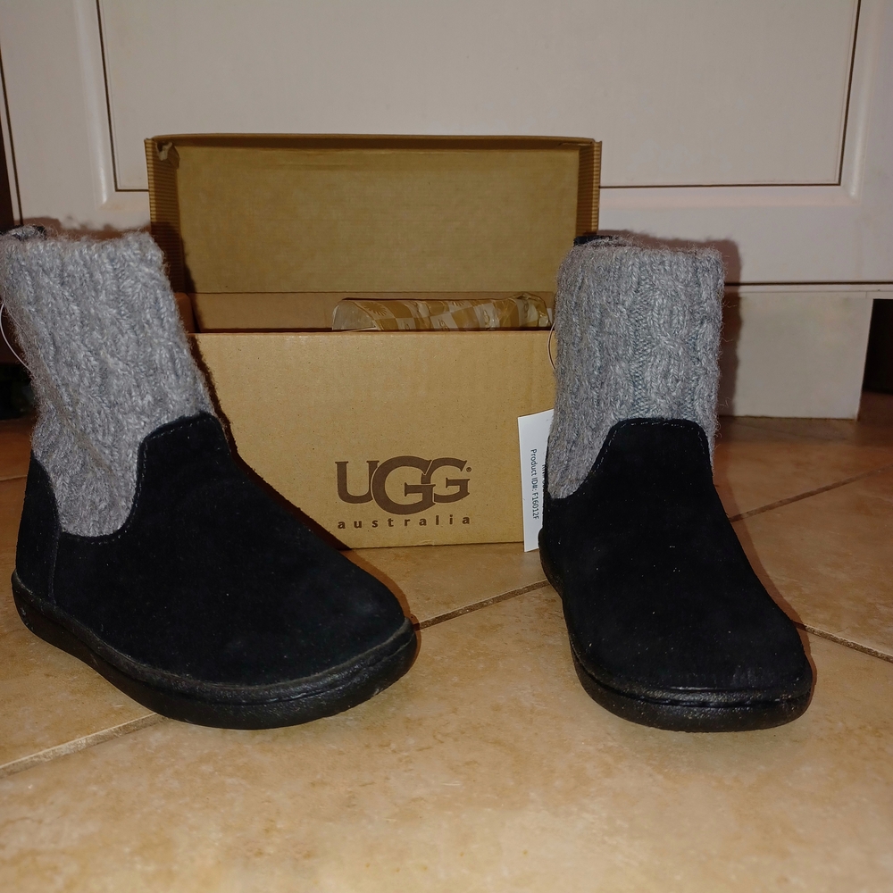 Toddler UGG Black and Gray Knit Boots
